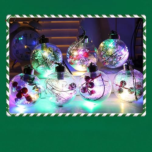 Miniatura 6 de Adorno de bola de Navidad iluminada, adornos de plástico transparente con luz LED, colgantes decorativos para decoración navideña