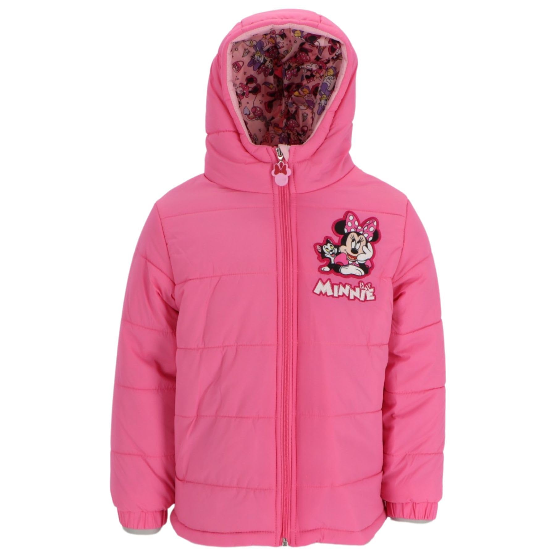 Disney Giacca Invernale Bambina con Cappuccio – Piumino Imbottito Ufficiale Minnie o Frozen – Giubbotto Caldo in Poliestere con Zip, Morbido e Leggero, Taglie 3-8 Anni