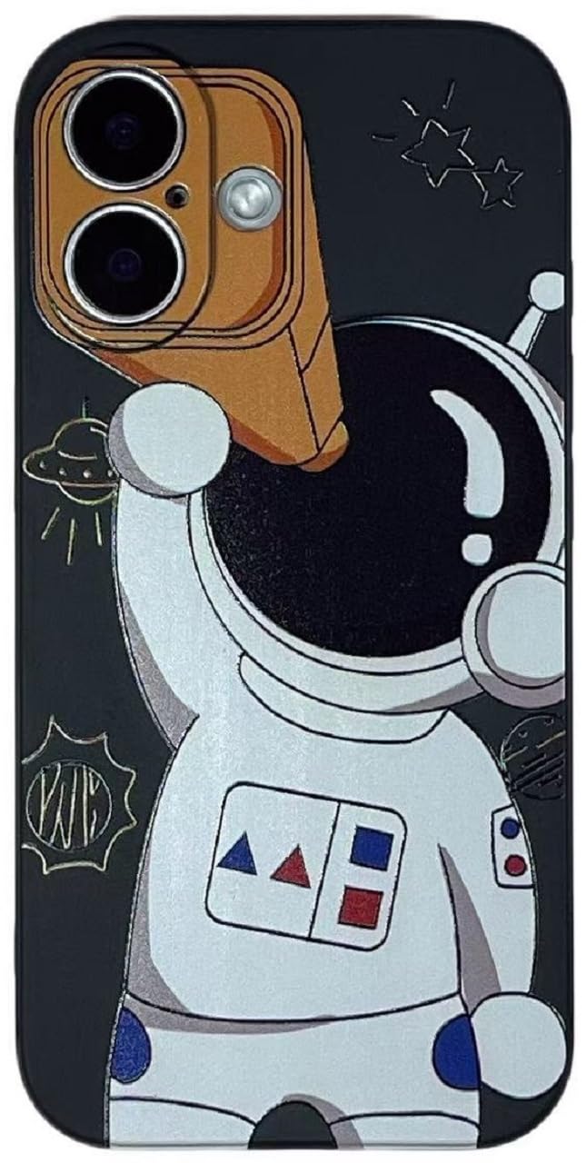 Compatible iPhone 17 Case, 2025 Model, Cute, Astronaut, Telescope, Space Exploration, Animation, Universe, Popular, Fashionable, Korea, Fashionable, Funny, Cute, Thin, Slim, Shockproof