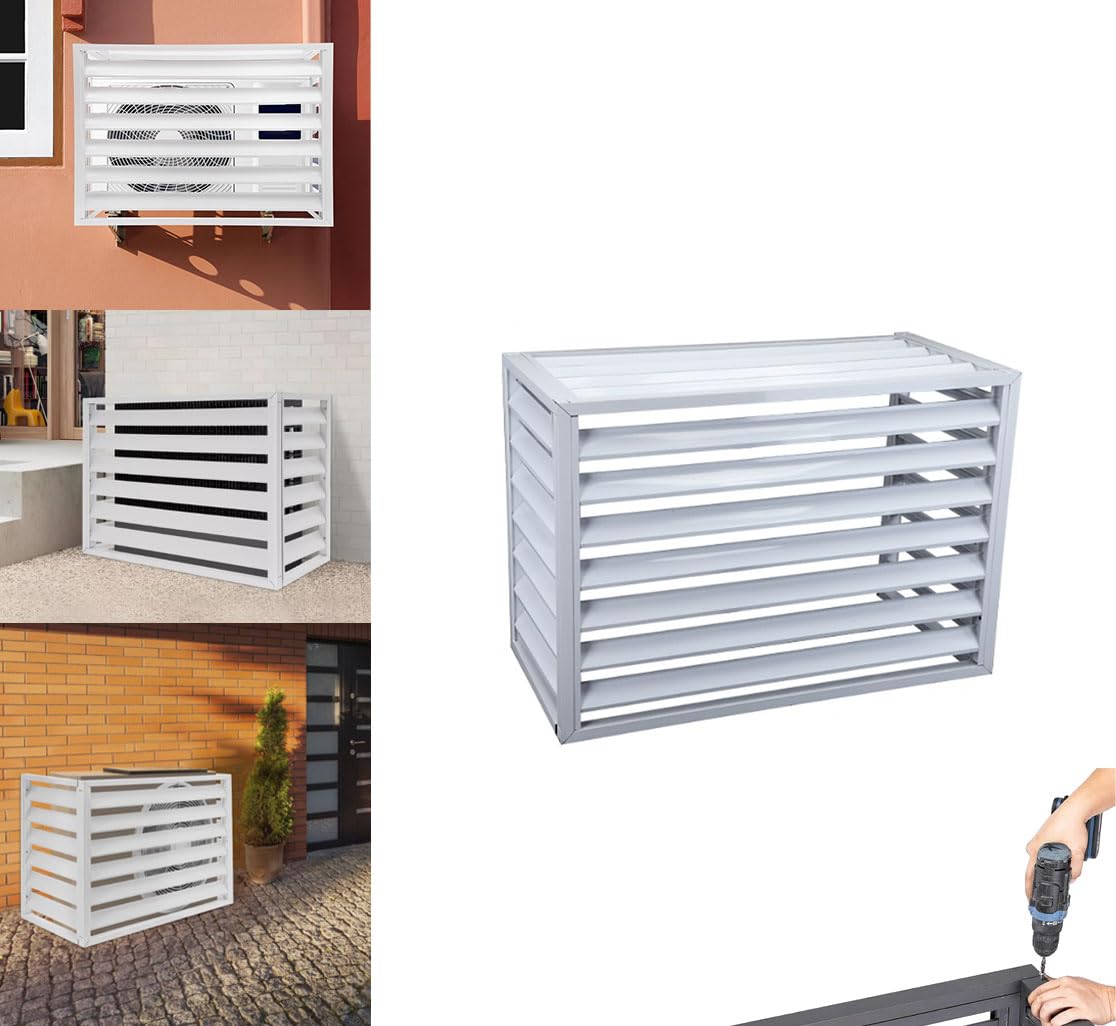 Copertura Condizionatore Esterno in Alluminio, L120*W70*H150 Copri Motore - Compatibile con la Maggior Parte delle unità, per Balcone, Pattumiera Mobile Copri Condizionatore