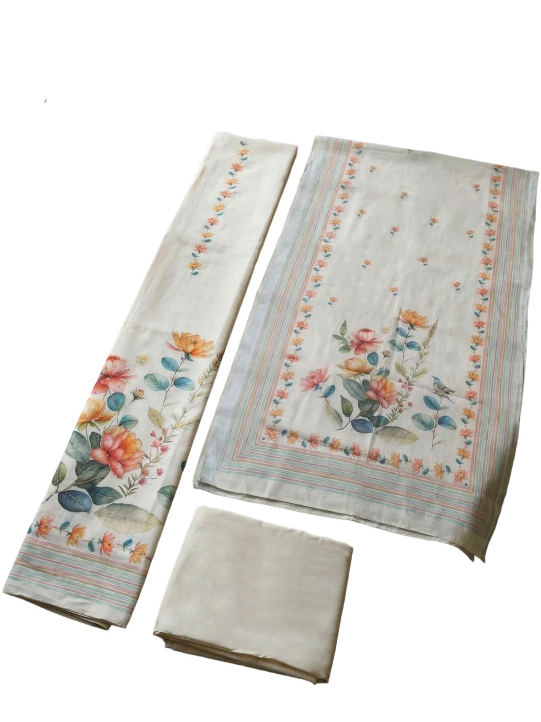 Off White Printed Linen Blend Unstitched Suit With Pant & Dupatta-image-30
