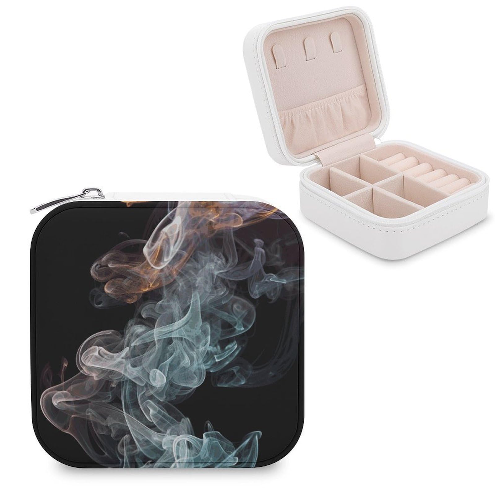FekiLoot Psychedelic Smoke Jewelry Box Exquisite Jewelry Organizer Silver Gold Trinket Storage Case Multi Compartments Cute Earrings Ring Necklace Holder For Woman Household Gift