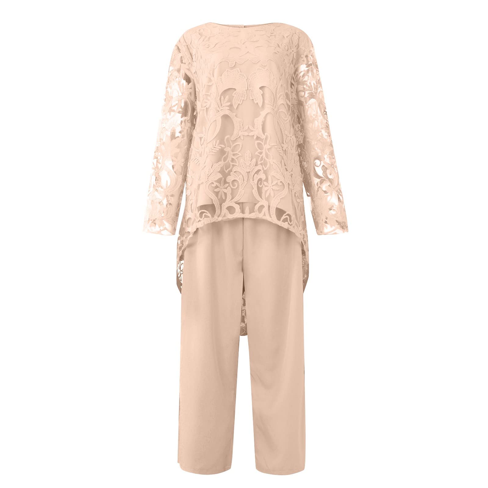 Hosenanzug Damen Festlich Elegant 2 Teiler Hosenanzug Damen Hochzeit Brautmutter Chiffon Abendanzug Sets Frauen Cocktail Party Vintage Zweiteiler Shirt Und Hose Weites Bein Anzughose