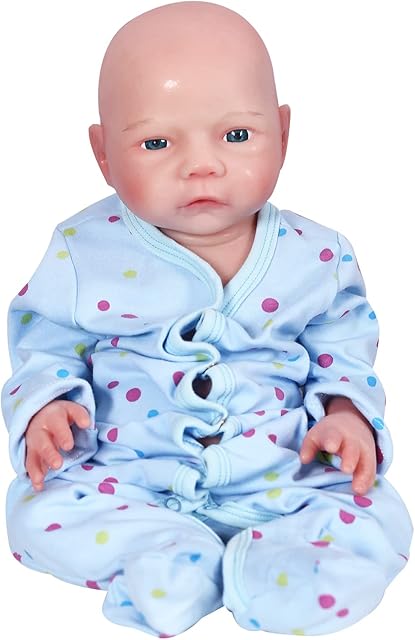 AISITE Full Silicone Baby Boy - 18 Inch Realistic Reborn Baby Dolls Boy Eyes Opened, Christmas&Birthday Gifts, Suitable for 3+