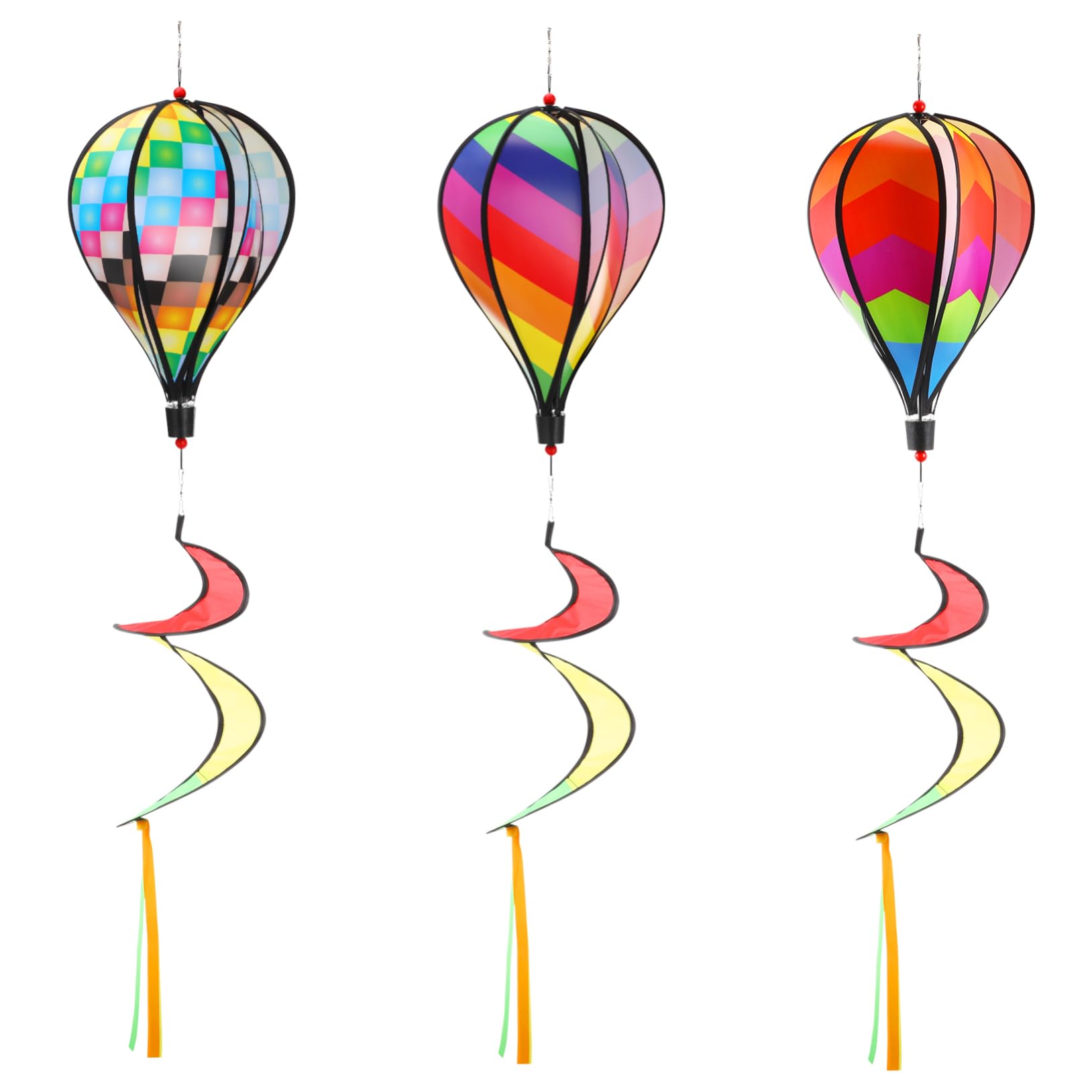 VANZACK 3Pcs Hot Air Balloons Wind Spinners Eye Catching Outdoor Decor for Garden Patio and Festival Celebrations Fun Windmill Decorations for Lawn and Birthday Parties