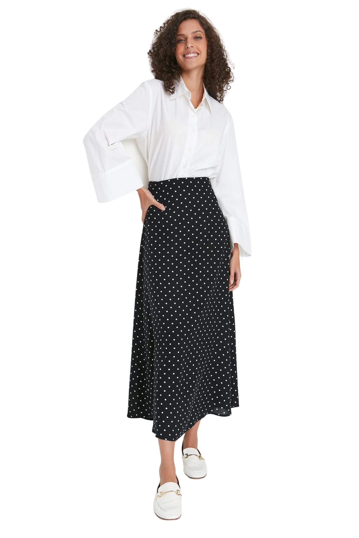 Trendyol Damen Schwarz Blumen Maxi Eine Linie Regulär Hijab-Rock Skirt, 40 Eu