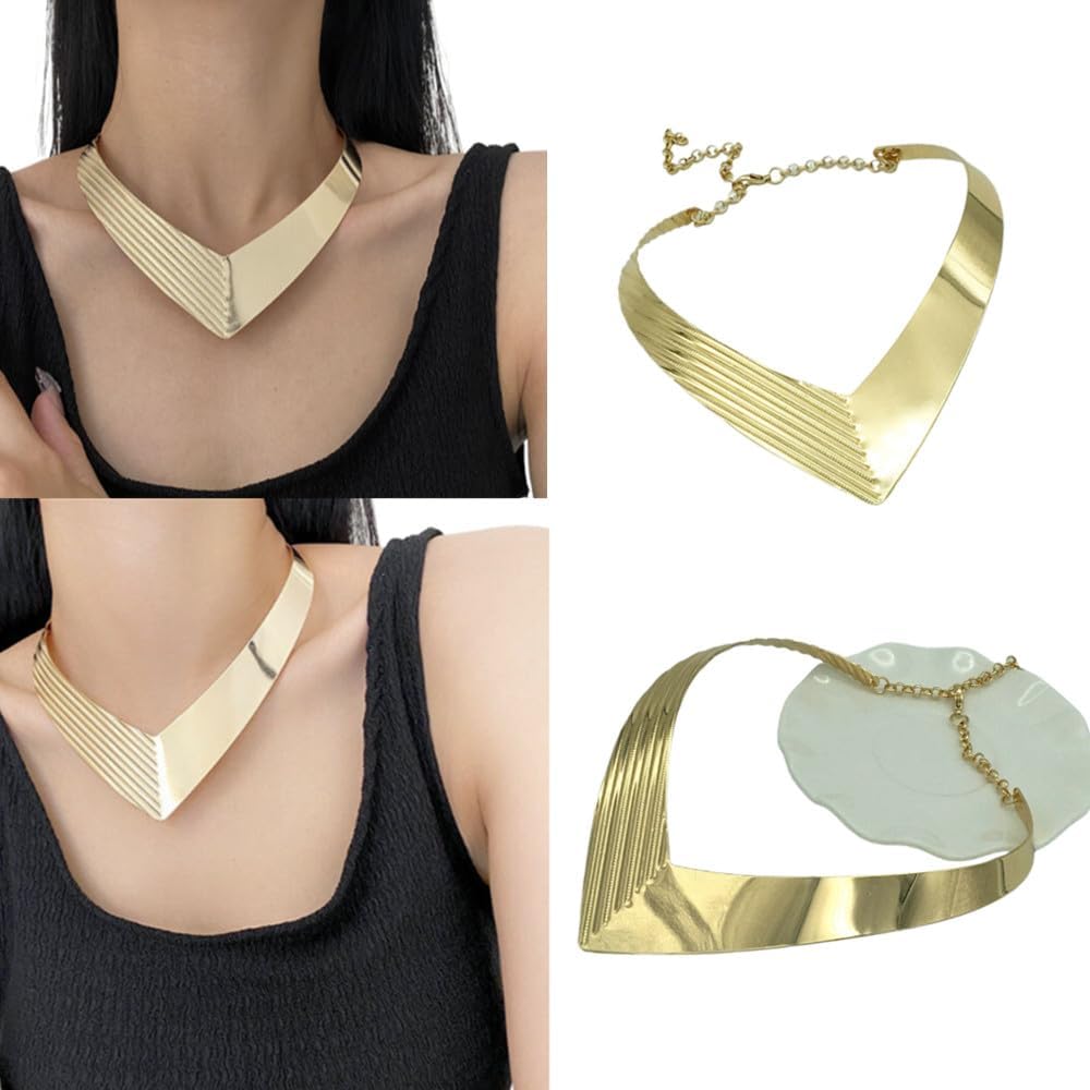 High Polished Stainless Steel Collar Necklace, Heart Shape Love Choker for Women Statement Jewelry (Gold) - Image 7
