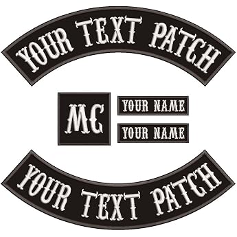 QIMAMADE Set of 5 Custom Embroidered Rocker Patches Personalized Motorcycle Biker Large Badge Back Patches for Vest Jacket Je