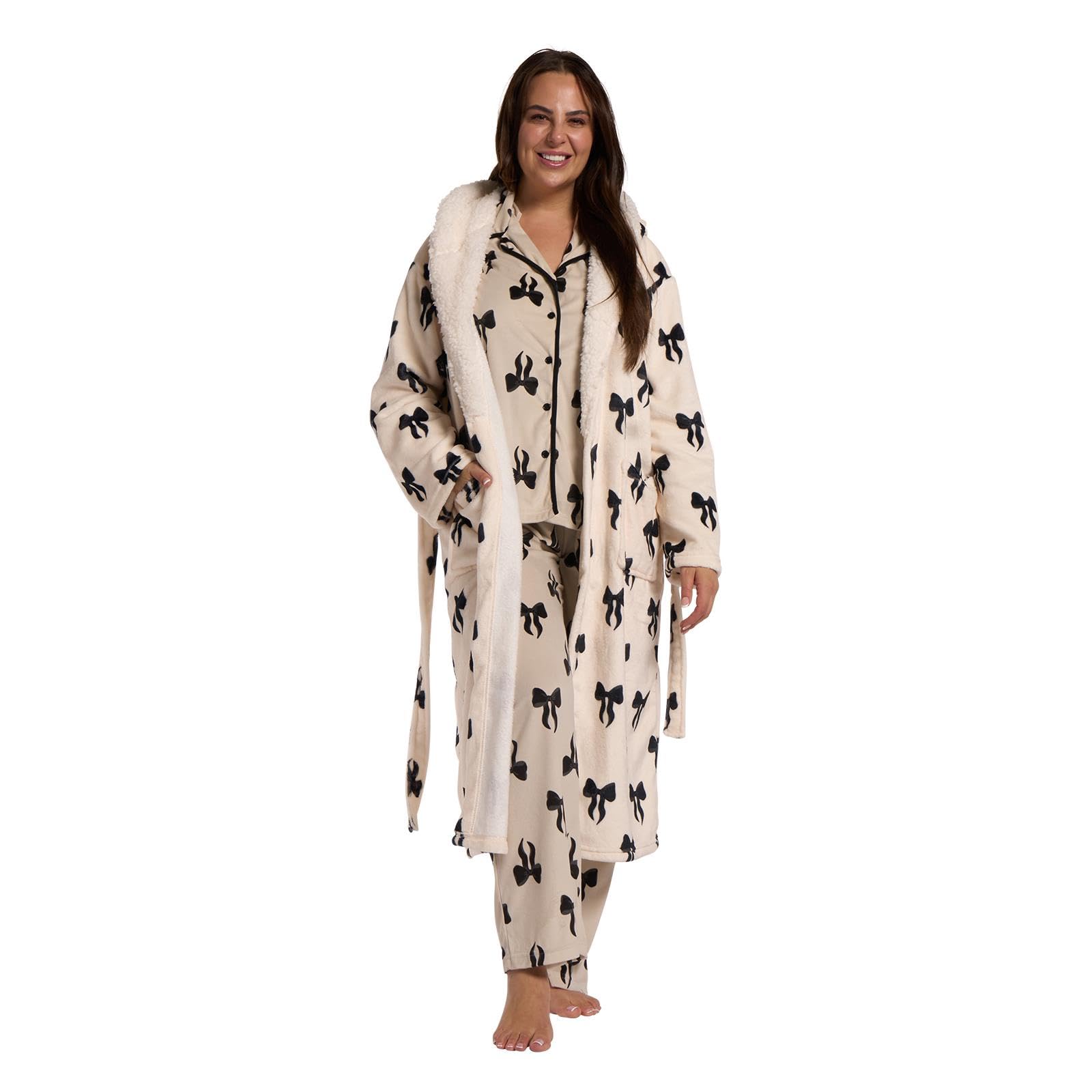 OHS Women's Fleece Hooded Robe - Black - One Size