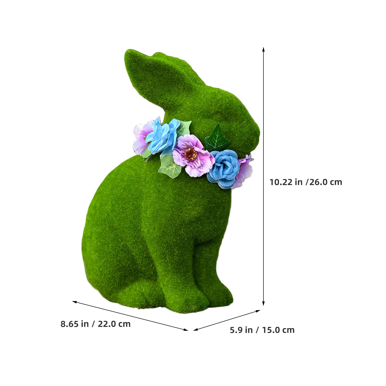 YARNOW Décoration de Pâques Lapin Floqué Vert 25 Cm, Figurine Lapin en Résine Légère pour Jardin et Intérieur, Ornement Printanier pour Table et Fête de Pâques