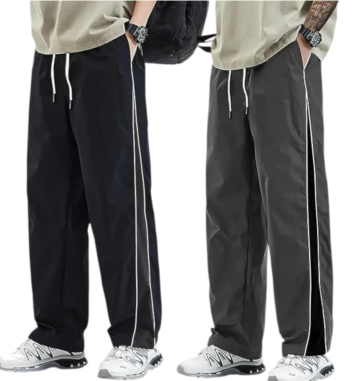 Men's Korean Style Track Pants Pack of 2 | Straight Fit Track Pant | Lower | Baggy Pants