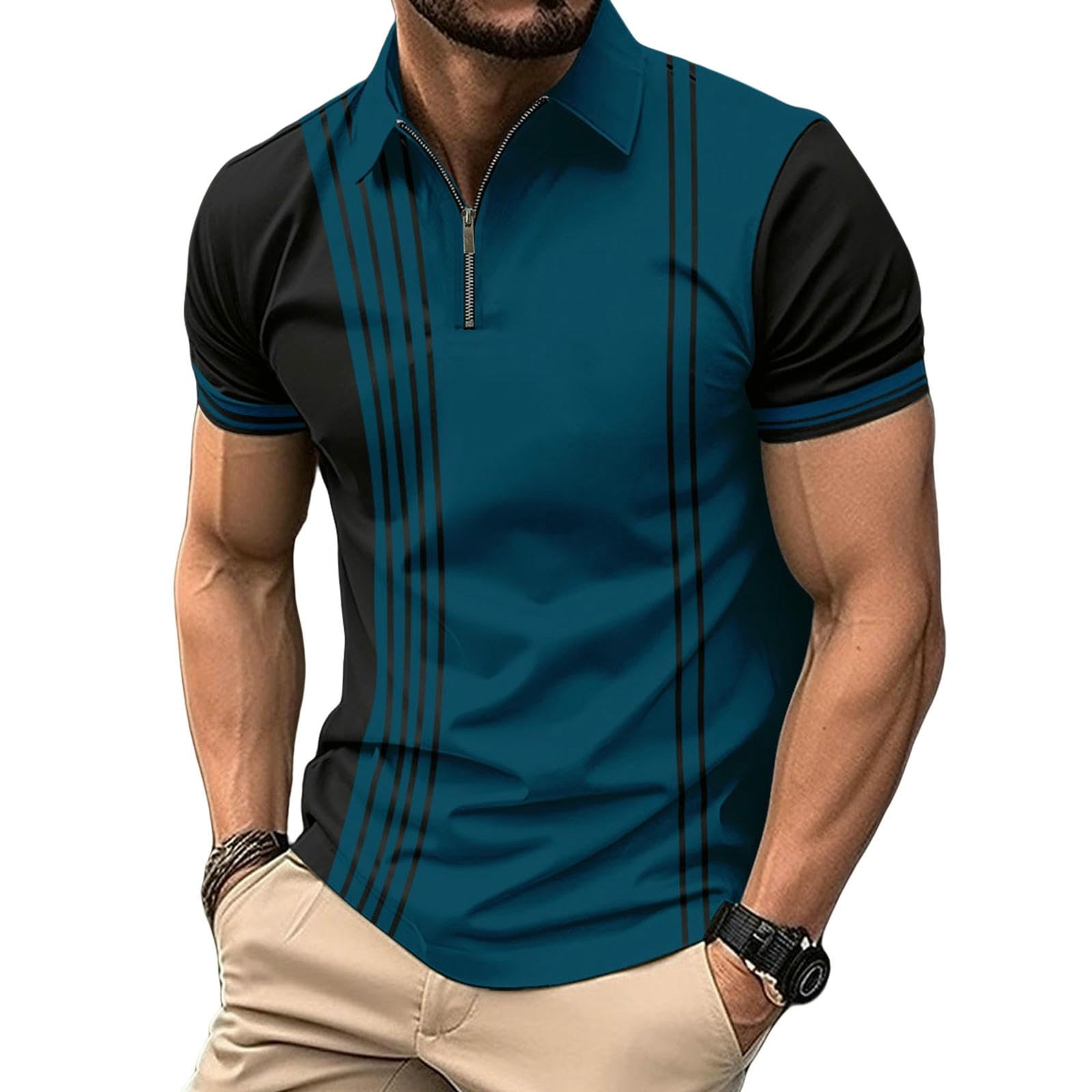 Męskie T-shirty Męska koszulka golfowa Łączenie Koszulka z krótkim rękawem Top