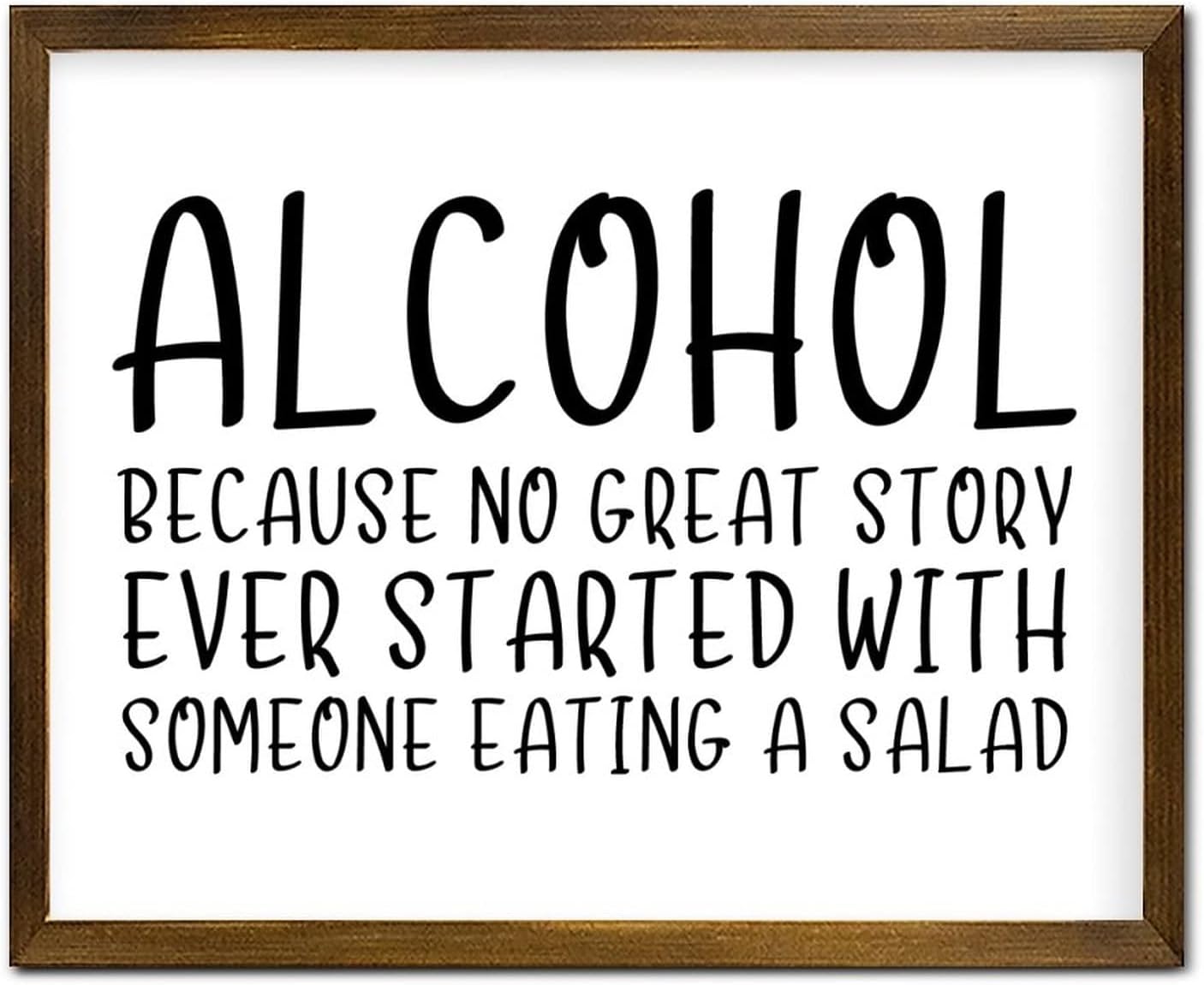 Inspirational Quote Bible Motto Framed Wood Sign Alcohol Because No Great Story Wooden Wall Art Rustic Wall Art Decor for Home Office Bedroom 16x20in Family Quotes Sign Birthday Gift