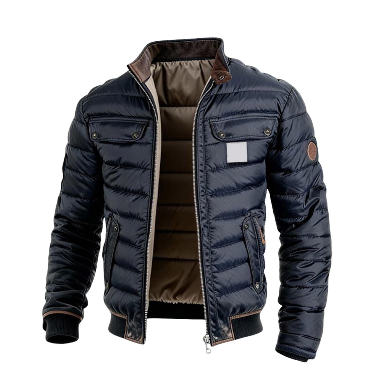 Generisch Giacca trapuntata in tessuto misto con inserti a contrasto per attività casual all'aria aperta, caldo cappotto con cerniera