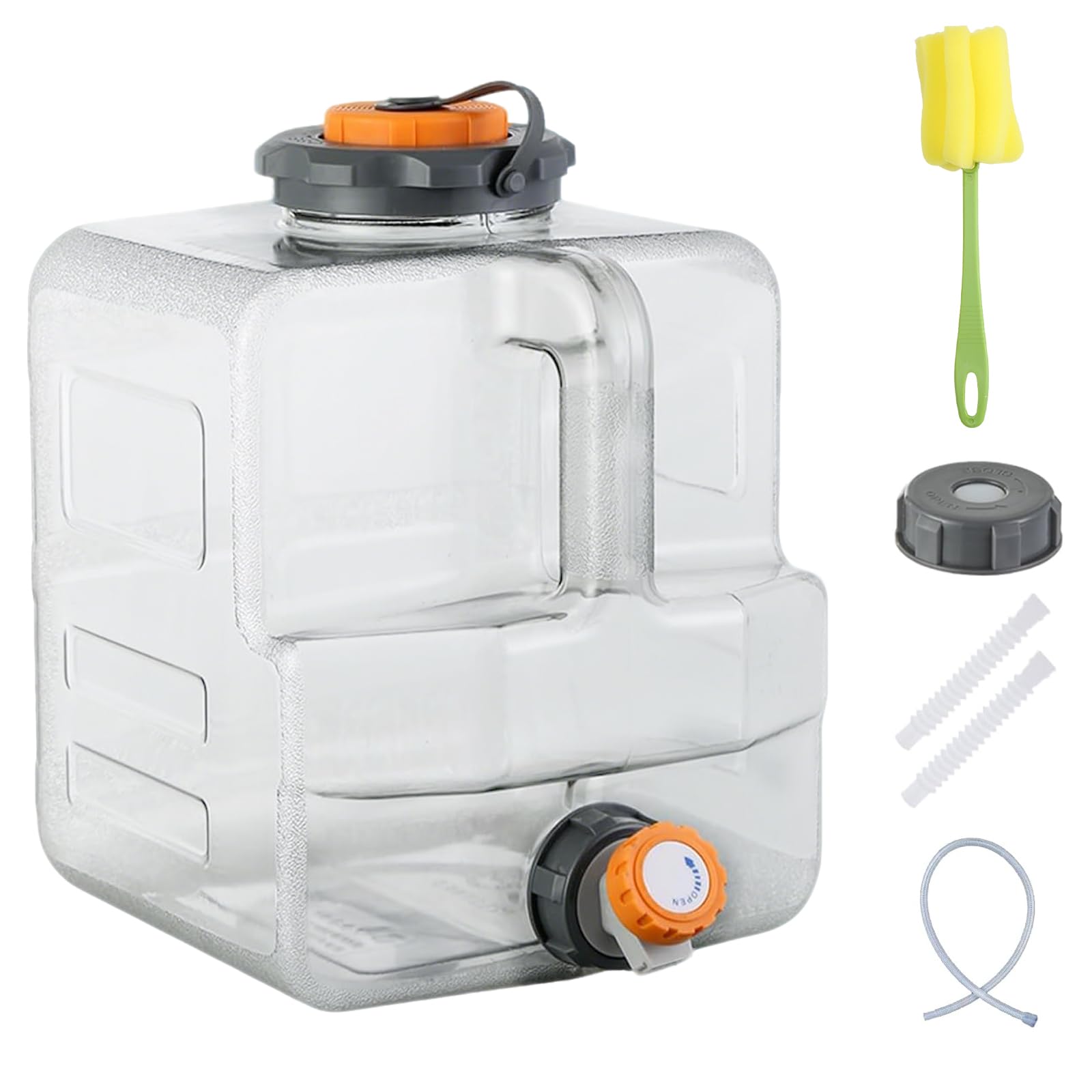 TIHOOK 12L Water Container with Tap, Portable Camping Water Container for Electric Water Pumps, BPA-Free Drink Water Carrier, Easy Clean Water Storage Tank for Home Camping Outdoor Party RV Emergency