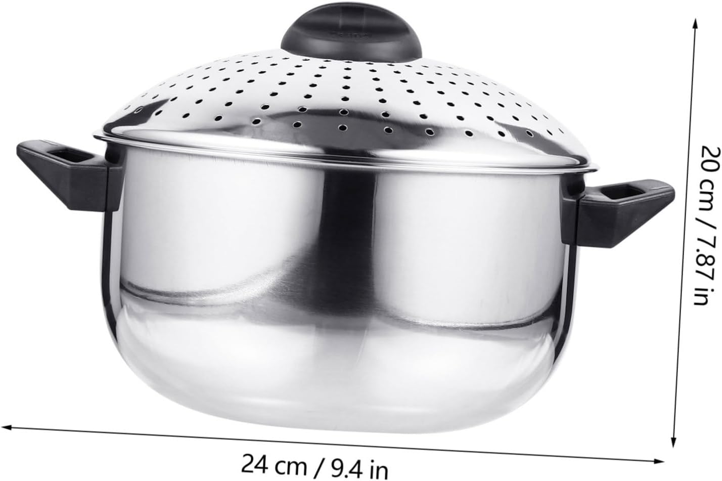 Stainless Steel Noodles Cooking Pot Lid Easy Drain Strainer Non-Stick Soup Pot for Gas Stove and Induction Cooking