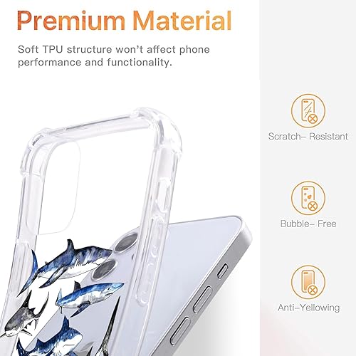Vista 6 de LuGeKe Funda con estampado de tiburón para iPhone 13, funda de TPU suave y flexible de cuerpo completo, a prueba de golpes, para niñas y mujeres