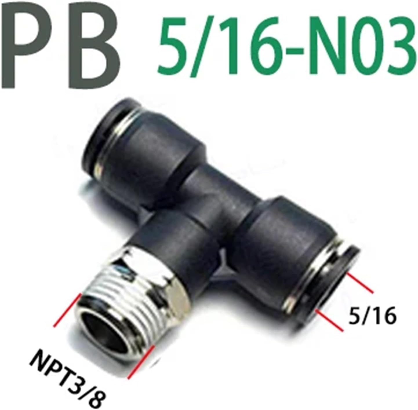 1pcs PB Pneumatic Quick Connector N1/8 "1/4" 3/8 "1/2" NPT External Thread Tee British Pipe 5/32 1/4 5/16 3/8 1/2 PU Hose Air Pipe(PB 5l16-N03(NPT3l8))