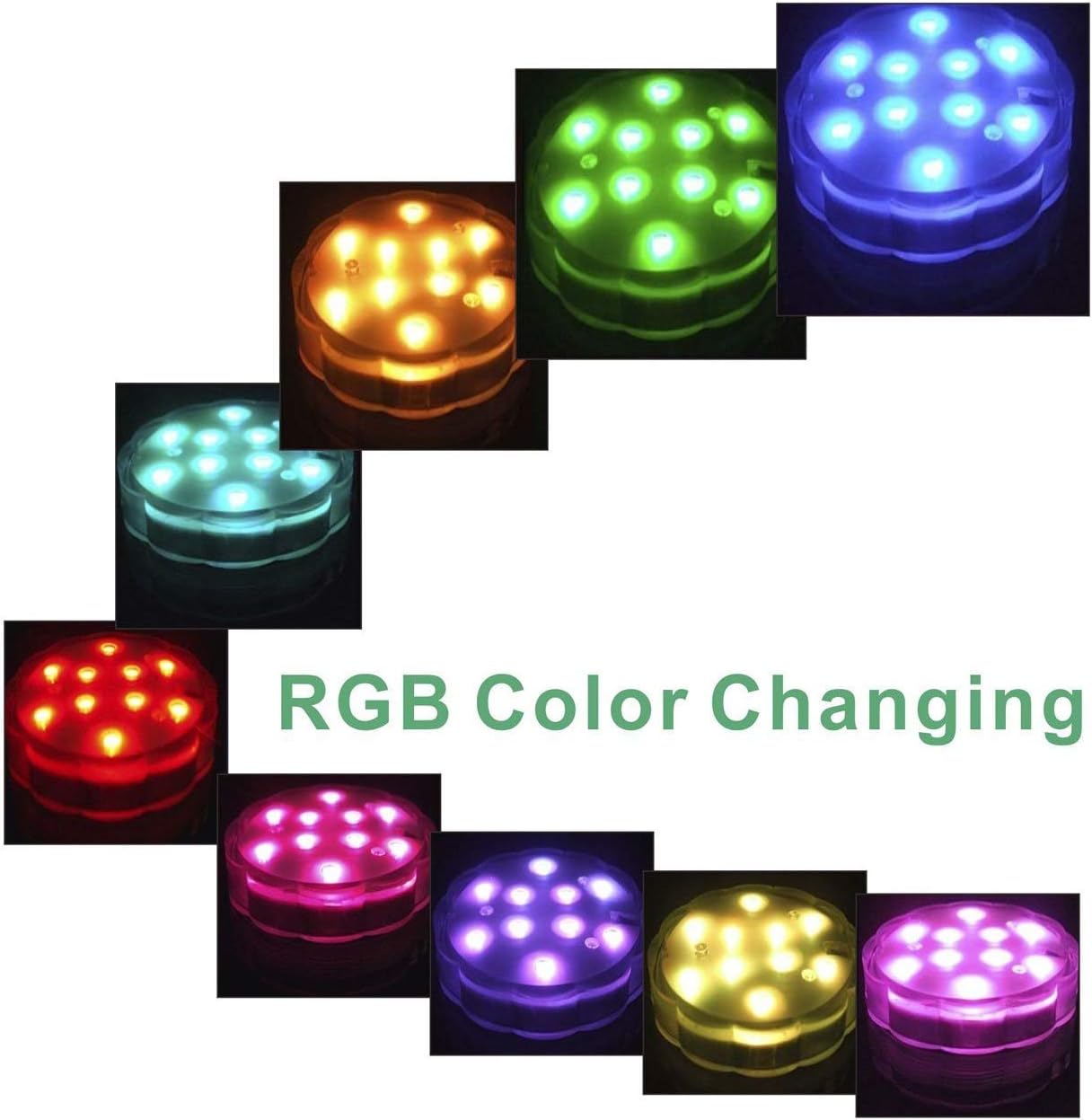 Tripop Color Changing Submersible LED Lights, 13 Colors 4 Modes Battery Powered Waterproof Light with Remote (3 Pack)