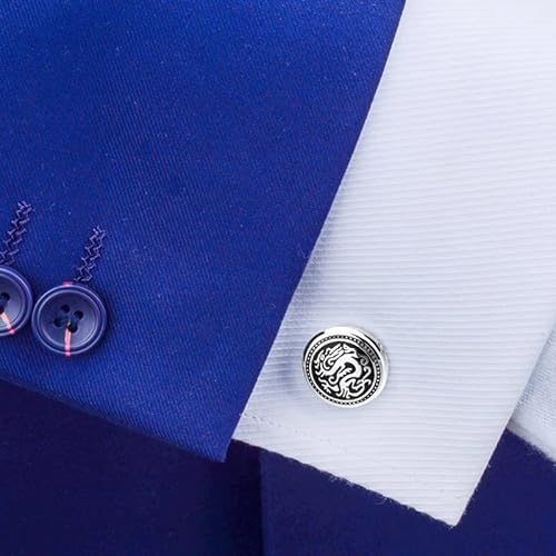Gppzm Mens Shirt Cufflinks Cuff Bottons Round Black Enamel Pattern Cuff Link Jewelry (Color : A, Size : One Size) #TOP4