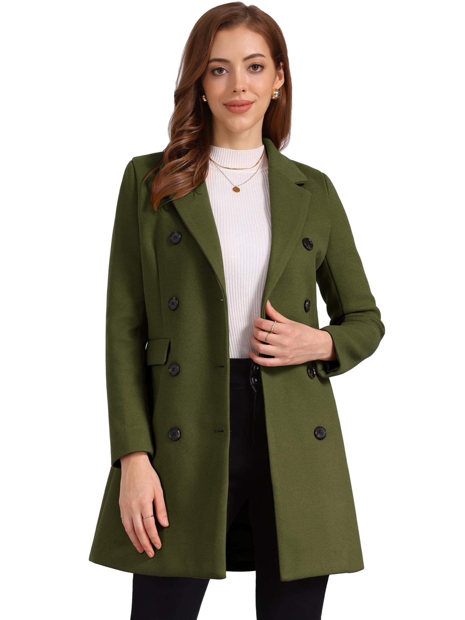 allegra k Women's Winter Coat Elegant Notched Lapel Double Breasted Trench Coat-picture-12