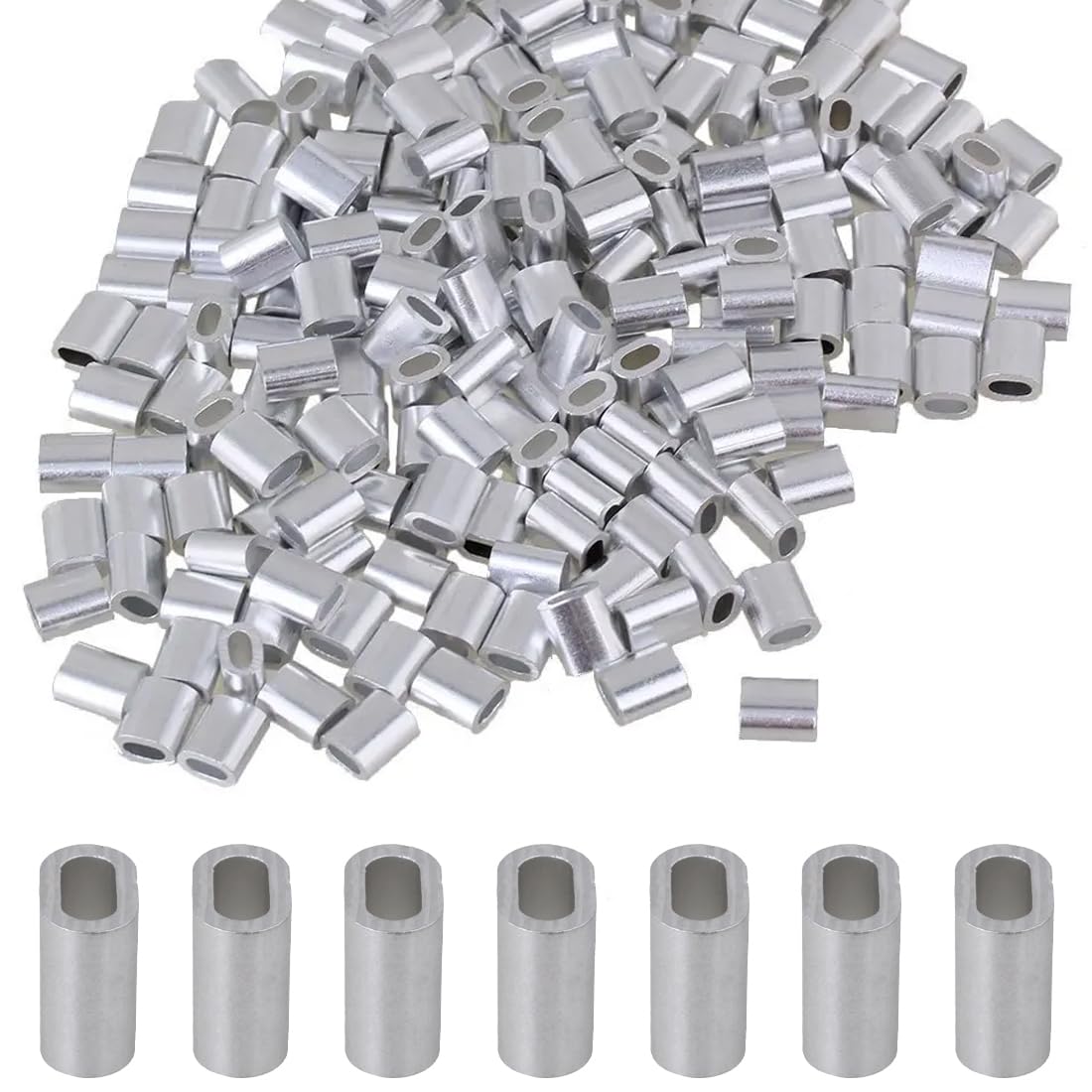 20 Manchons En Aluminium 8 Mm – Ferrules Pour Câbles Métalliques, Sertissage Double Embout