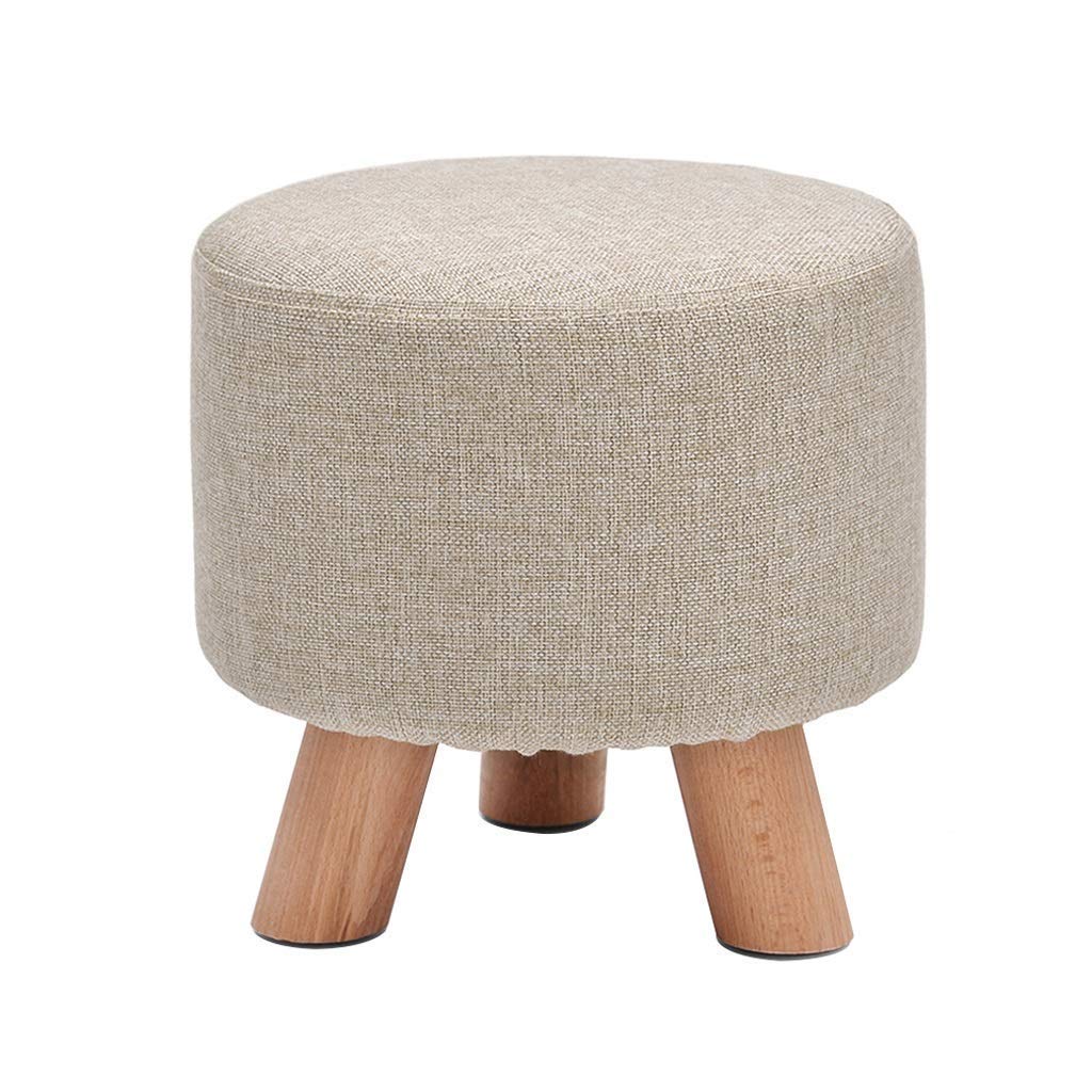 Siège rembourré rond en bois massif au design épuré pour salon