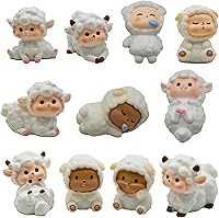 Vista 1 de 11 figuras de oveja en miniatura en miniatura, mini adorno de oveja de jardín de hadas, adorno de cordero de resina, decoración para tartas