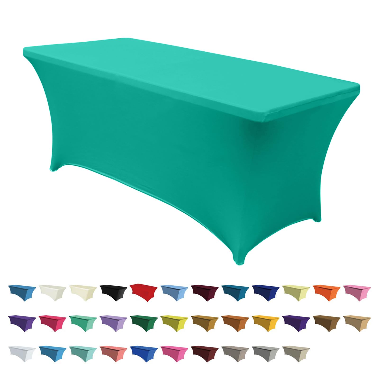 ABCCANOPY Spandex Tablecloths for 6 ft Home Rectangular Table Fitted Stretch Table Cover Polyester Tablecover Lash Bed Cover Table Toppers Massage Table Cover,Turquoise