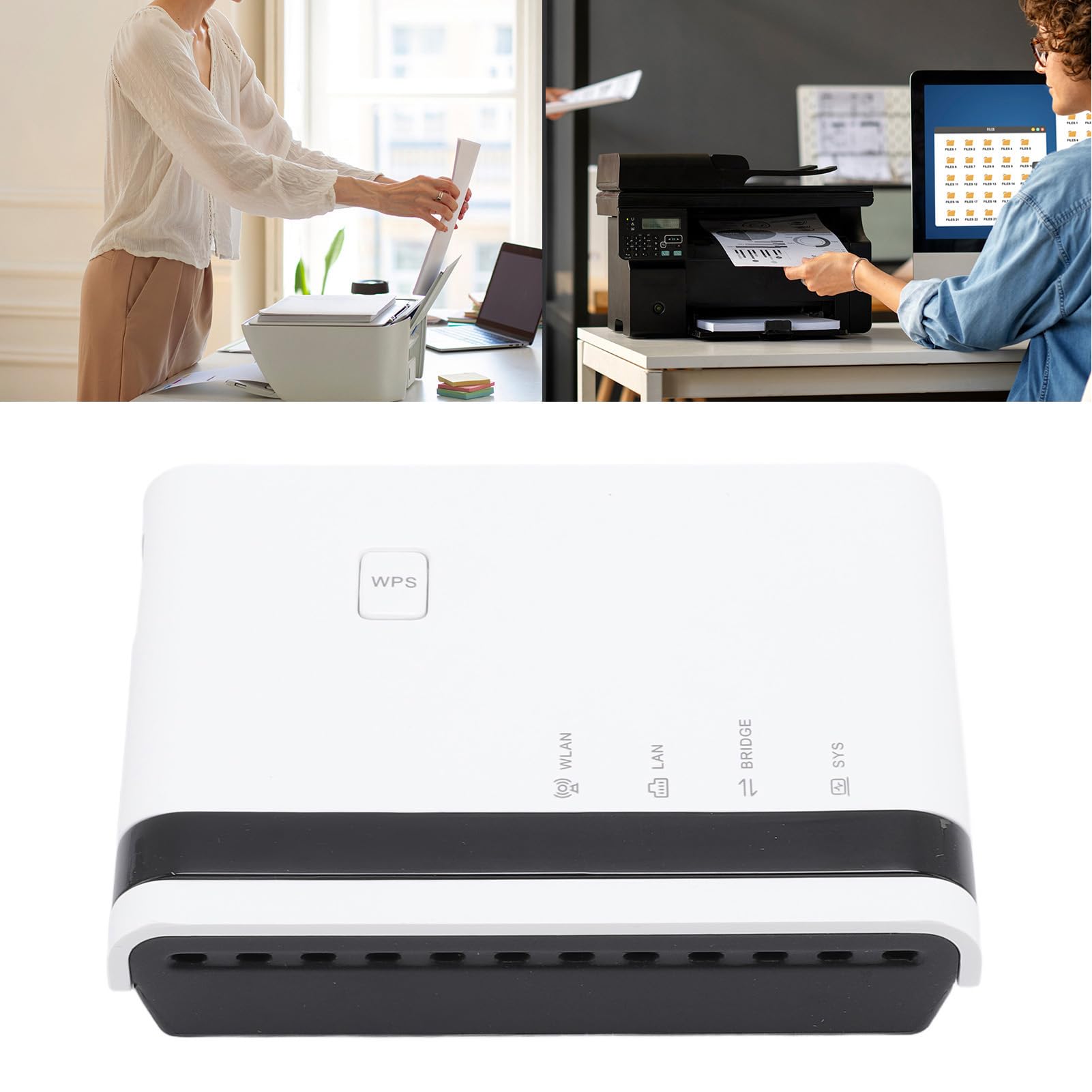 Prift Serveur d'impression USB 2.0 10/100 Mbps LAN sans fil 2.4G Prise en charge 4 imprimantes Mac conforme (Prise UE)