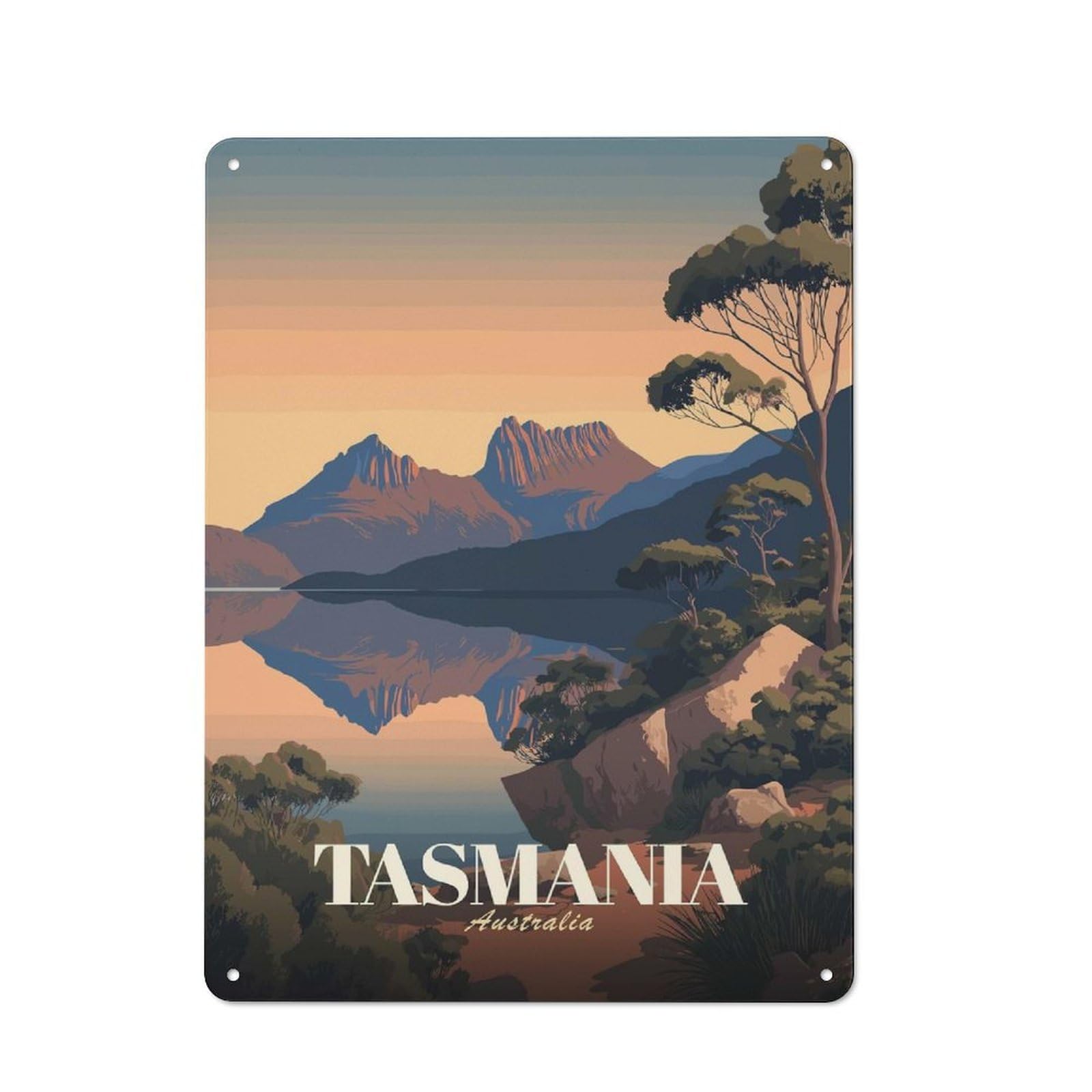 Junmoney Style-19 Classic Tasmania Australia Landscape Art Metal Sign 40X30cm, Classic Pub Decor For Diner, Restaurant, Shed Or Kitchen
