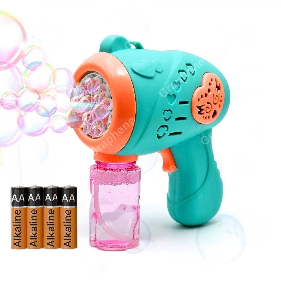 GRAPHENE Automatic Colour Bubble Gun for Kids Toddlers + 4 AA Alkaline Cells, 10000+ Bubbles Per Minute Leak-Proof, Birthday Gift Summer Toy for Boys and Girls Age 3-16 Years Old Indoor Outdoor (B0D45QNWGT) Amazon Price History, Amazon Price Tracker