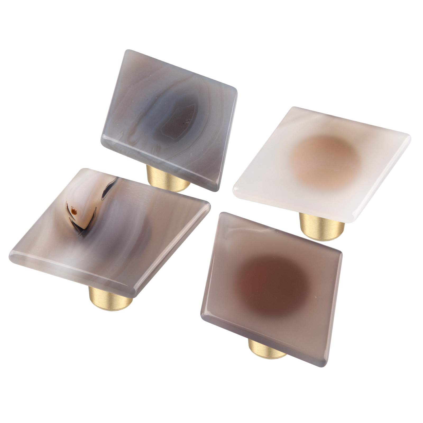 Boutons de placard en agate naturelle mookaitedecor style losange chic