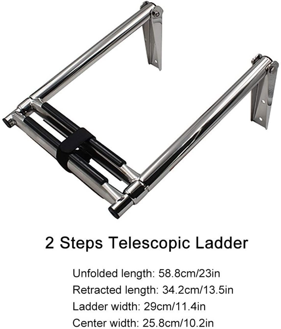 Scala Pieghevole per molo/Barca a 2/3/4 gradini, in Acciaio Inox 316 Resistente, per imbarcazioni, Yacht, Piscine e pontili, Portata 150 kg/330 libbre (Un Solo Colore, 2 gradini)