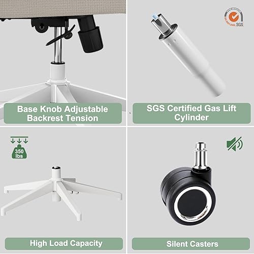 Miniatura 9 de Silla de oficina ergonómica, silla de oficina de malla de 350 libras con lumbar ajustable, silla de computadora de respaldo alto con reposabrazos