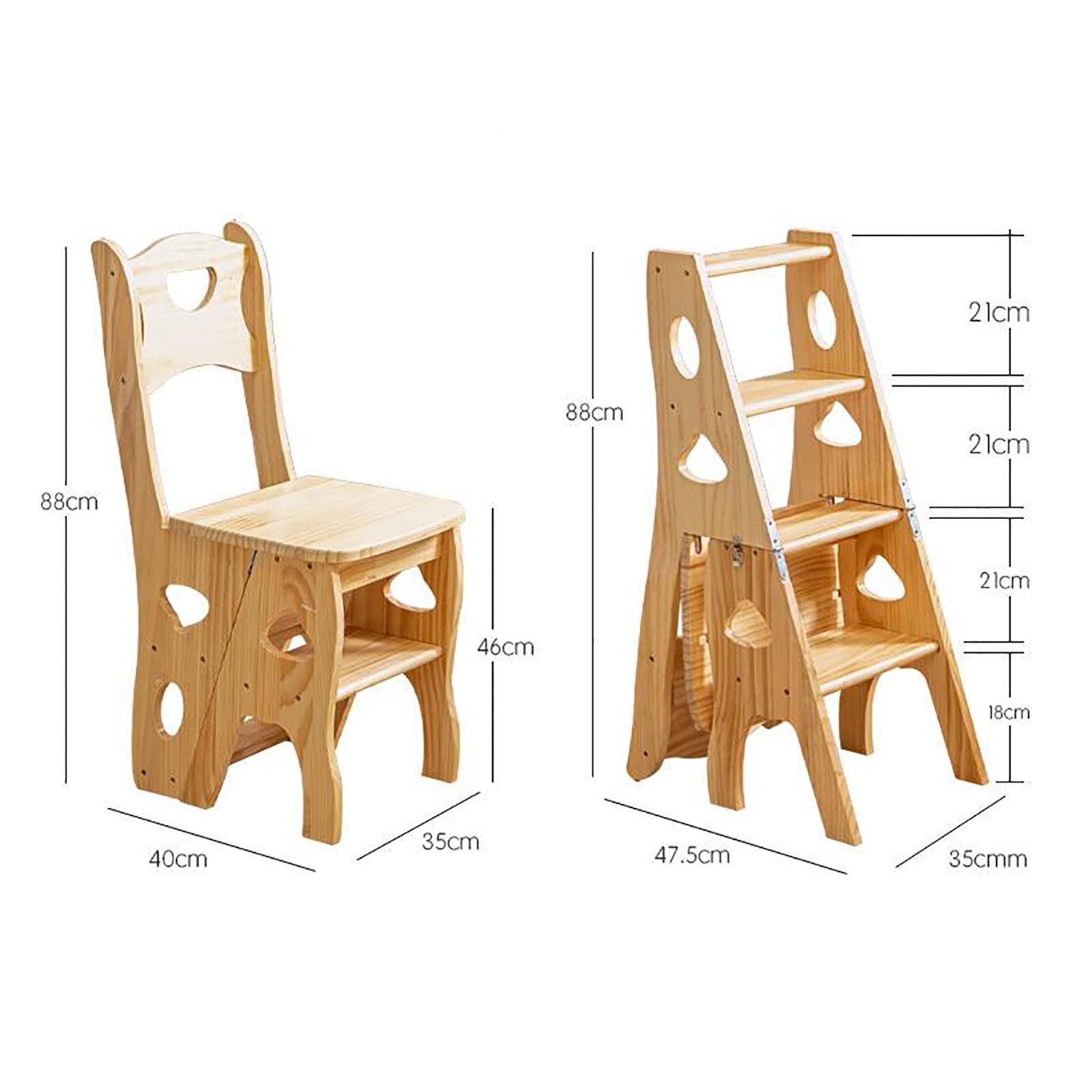 Silla de escalera plegable para biblioteca, taburete portátil, soporte de exhibición ligero de 4 escalones, estante de madera multifuncional para uso doméstico u oficina