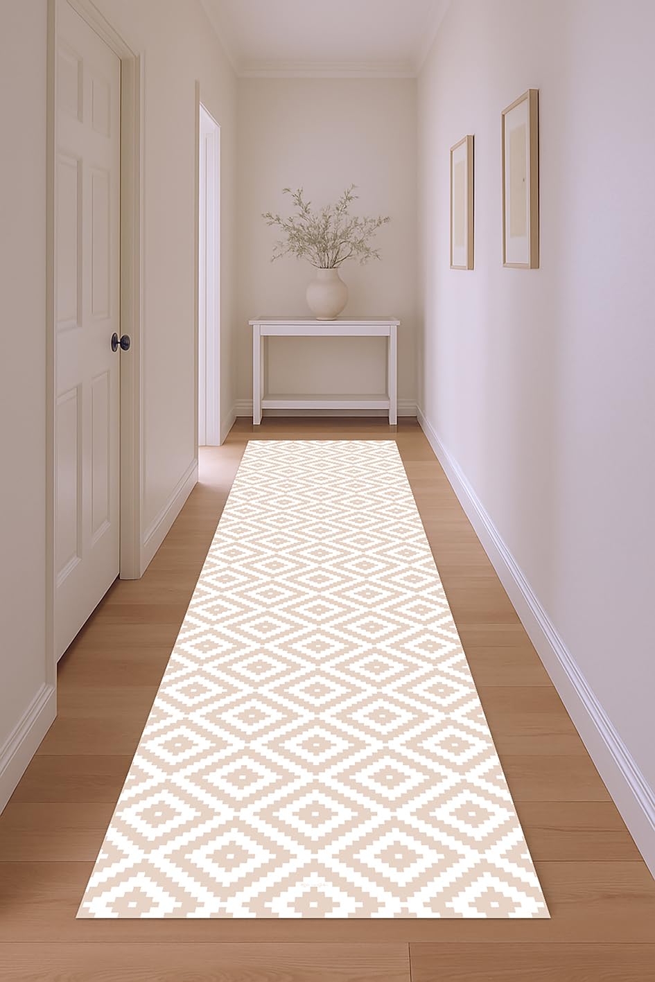 DobleUve Estudio Alfombra Vinílica Geométrica 07 | Color Beige | 65x140 cm | Alfombra Cocina Lavable Antideslizante | Alfombra Vinilica | Suelo Vinílico | Alfombra Vinilo Salón