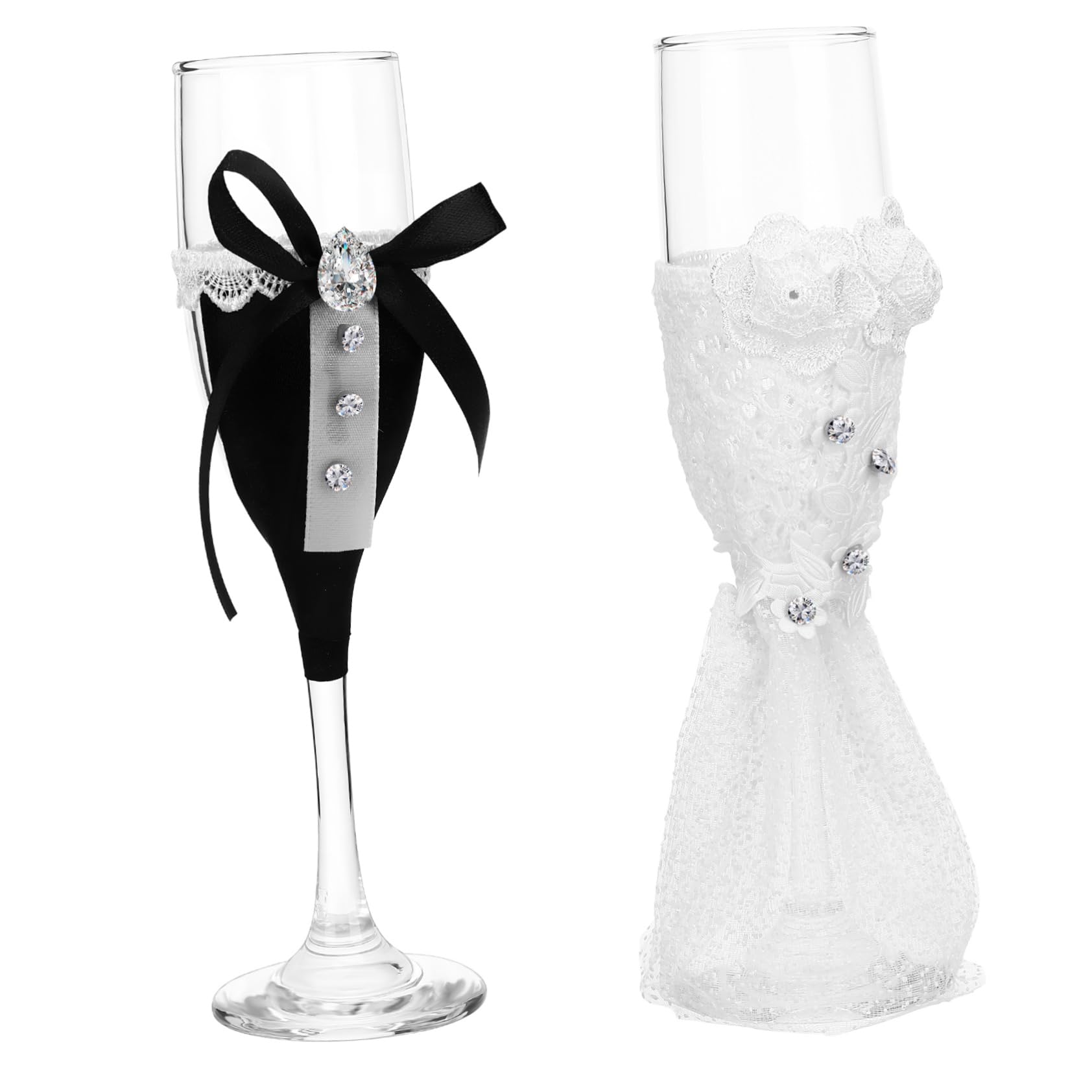 Verres à pied décoratifs Cabilock pour toast de mariage et fiançailles