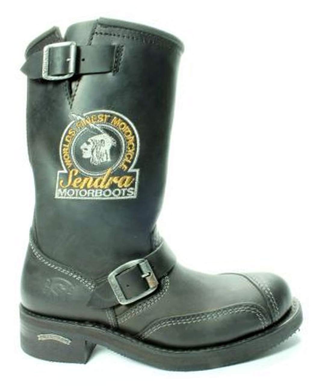Sendra Boots 3565 Stahl Schwarz Damen Herren Biker Stiefel Casual Fashion Motor Stiefel Stahl Kappe Anti-Rutsch-Sohle Unisex Echtes Leder