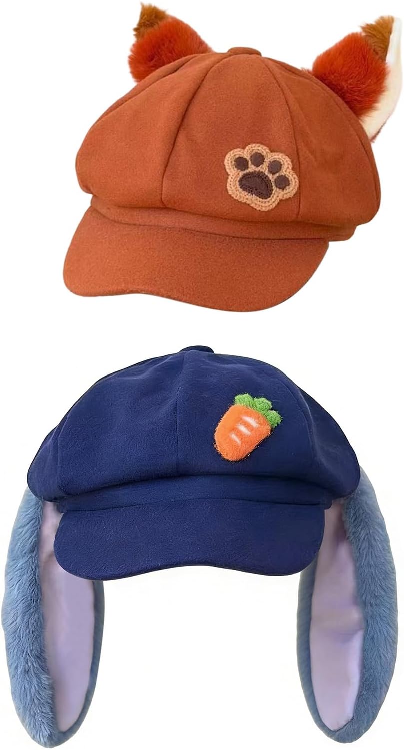 Anime Hat with Long Ears for Women Winter Cosplay Event Accessories Cozy Cartoon Ear Octagonal Cap Breathable Cotton Cap