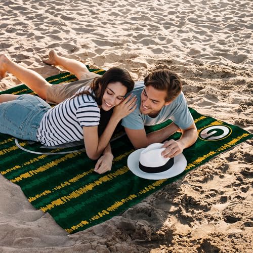 Image of Northwest NFL Green Bay Packers Oversized Microfiber Beach Towel, 60 x 70 Inches - Quick Dry, Sand Resistant, Lightweight, Highly Absorbent, Shibori Design