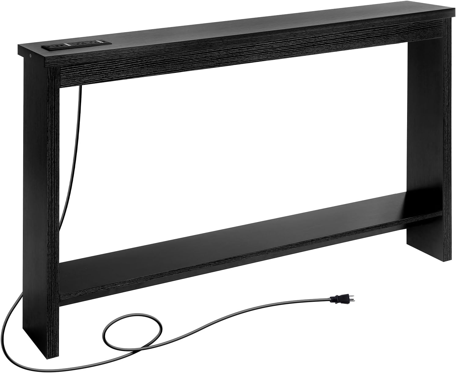 ZGREN Narrow Sofa Table with Outlet, USB Ports and Charging Station - Skinny Console Table for Living Room and Entryway, Black 47”W x 7”D x 32”H Black