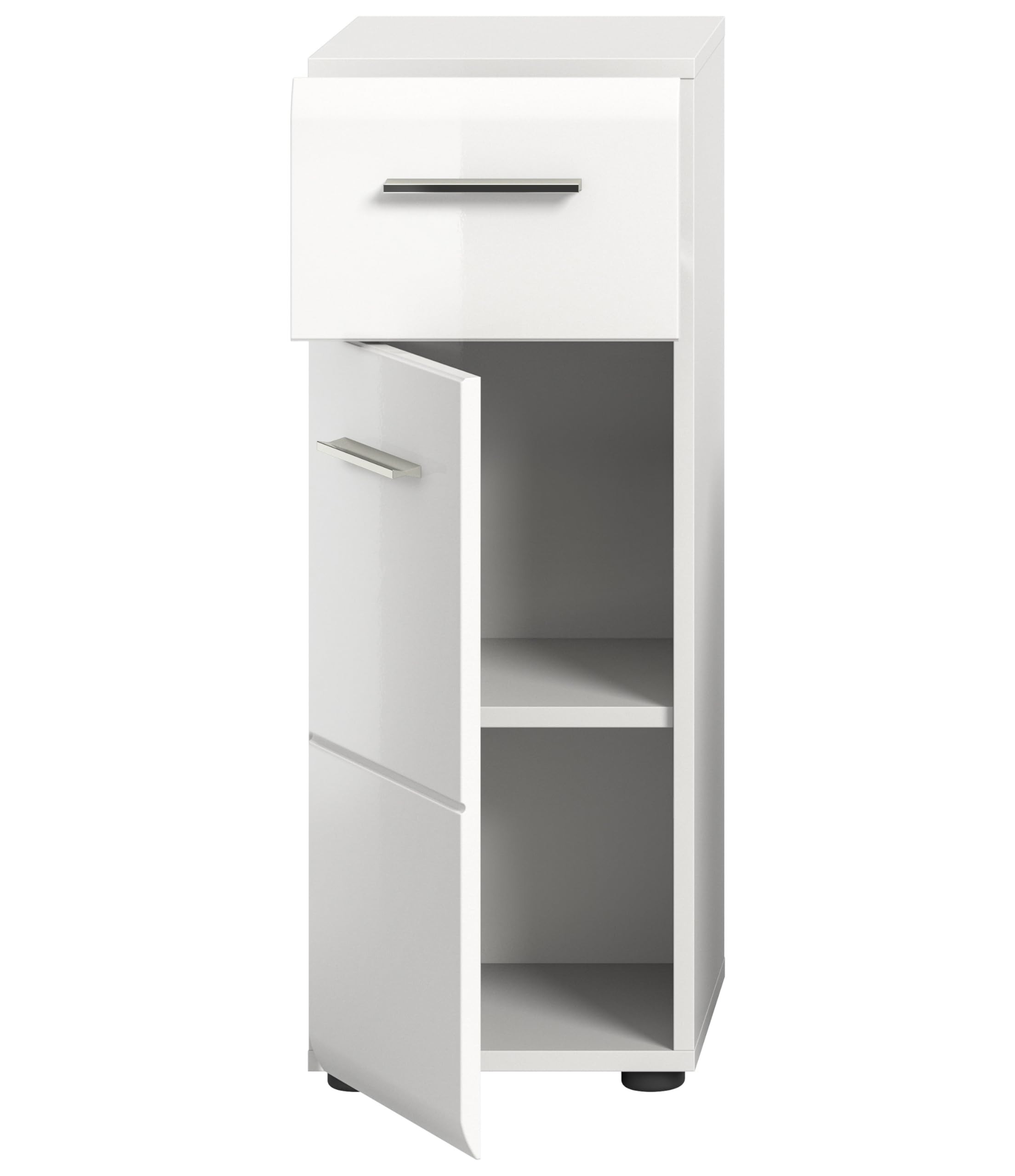 xonox.home - Kommode Ice 30x80x30 cm in weiß Hochglanz Tiefziehfront - Standschrank Badschrank schmal - praktisch und platzsparend – Bild 3