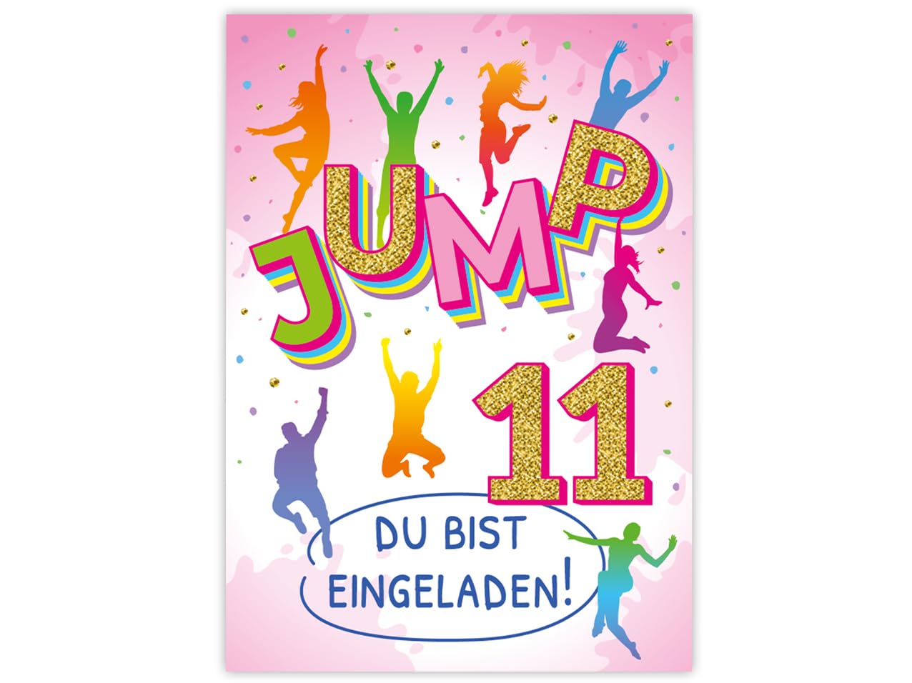 Minkocards 12 Einladungskarten zum 11. Kindergeburtstag Mädchen Jump Trampolin Einladungen elfte Mädchengeburtstag Geburtstagseinladungen