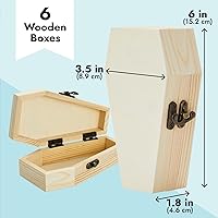 Vista 4 de Bright Creations Paquete de 6 cajas de ataúd de madera sin terminar con tapas con bisagras, decoración de ataúd para manualidades, recuerdos