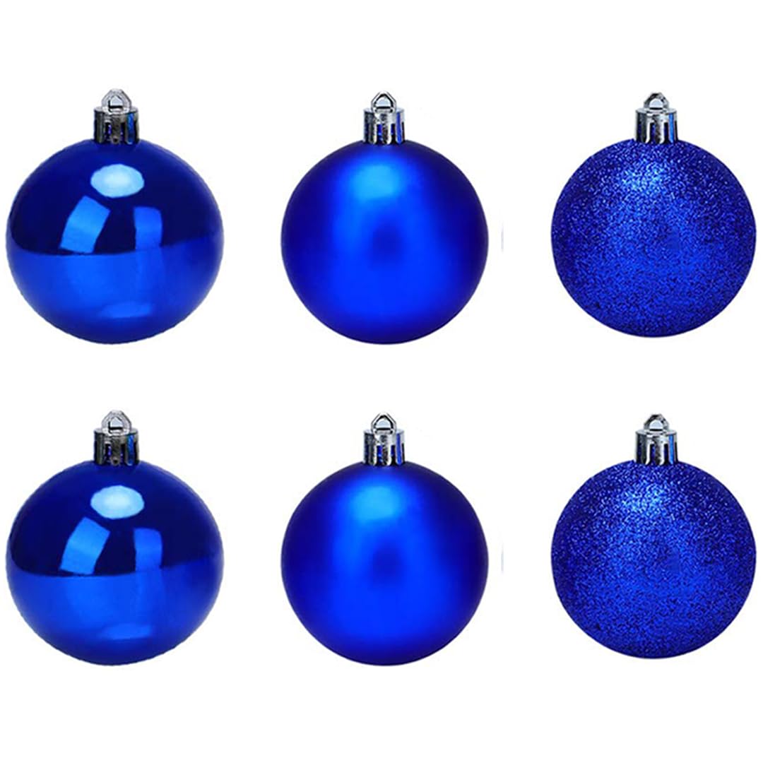 FIZZYTECH Shatterproof Christmas Balls Ornaments 6 Pcs Blue Hanging Balls Size Perfect Xmas Tree Decorations (12 CM, Pack of 6) 2