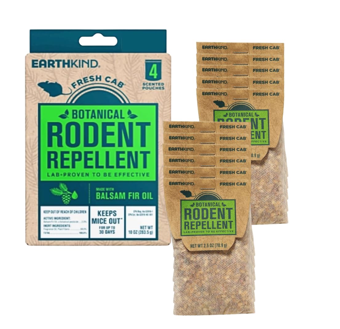 Fresh Cab Botanical Rodent Repellent - Environmentally Friendly, Keeps Mice Out, 12 Scent Pouches