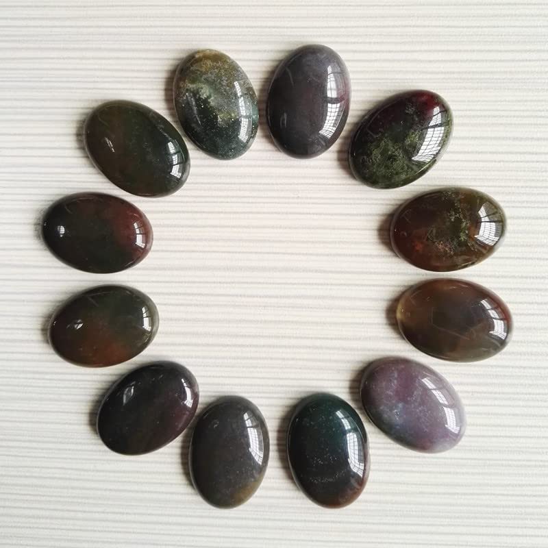 Bead 12Pcs/lot 25x18MM Natural Stone Cabochon Oval Shape Beads for Jewelry Making Beads Handwork (Color : India Agate)
