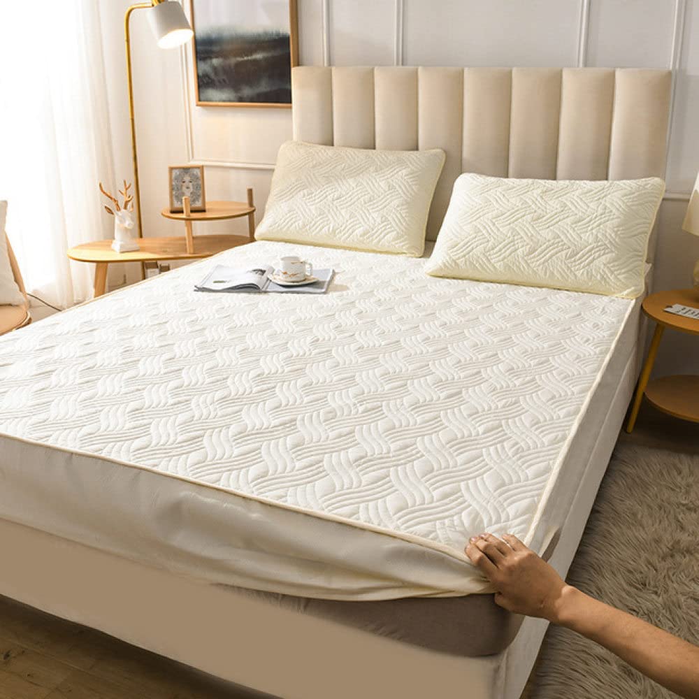 Surmatelas matelassé 120x190 et drap-housse doux épais de couleur unie