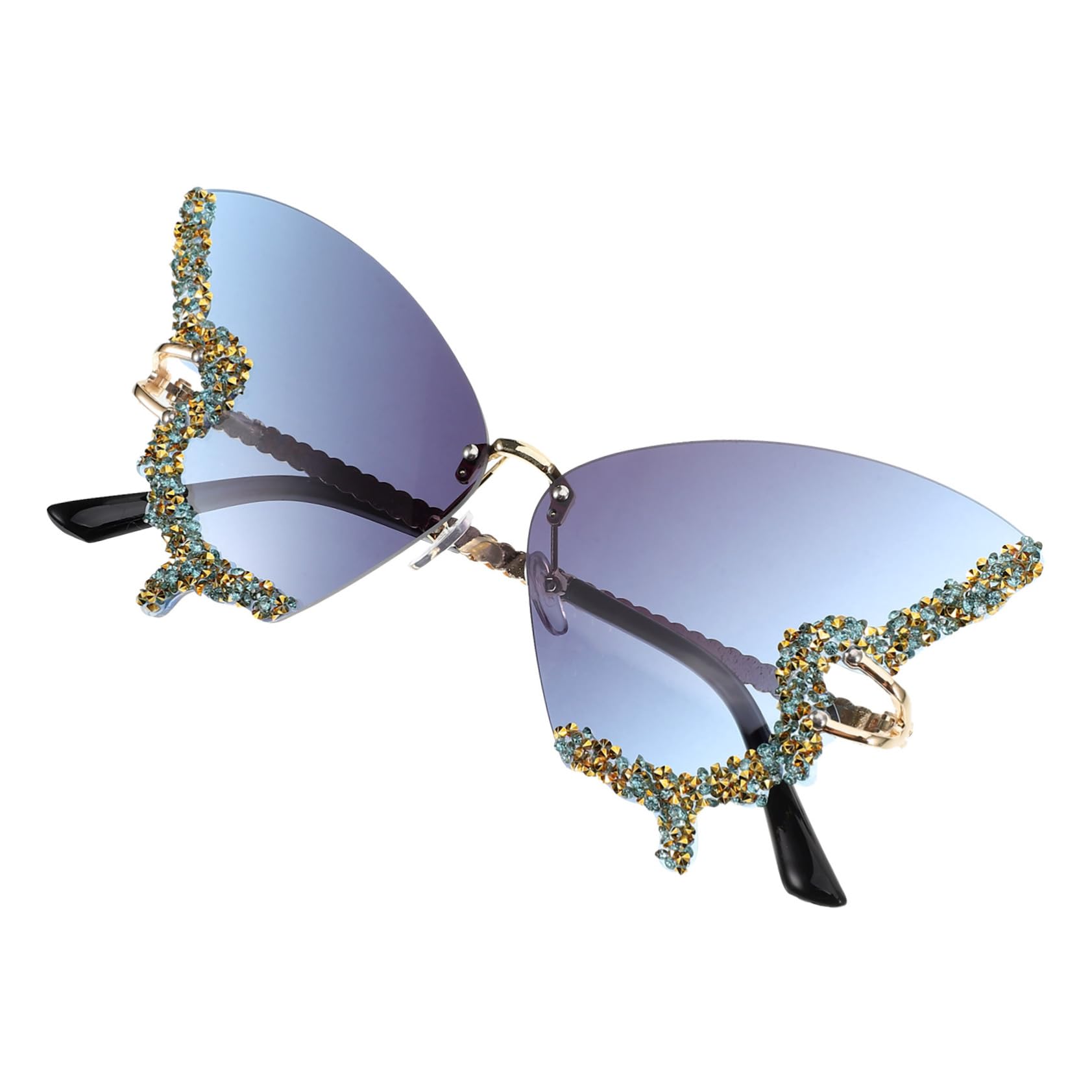 LIFKOME 3 Occhiali Da Sole Leggeri Alla Moda A Farfalla Senza Montatura Con Strass